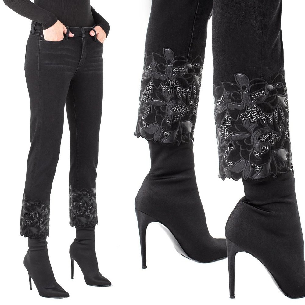 Liverpool Kayden Floral Embroidered Cropped Jeans